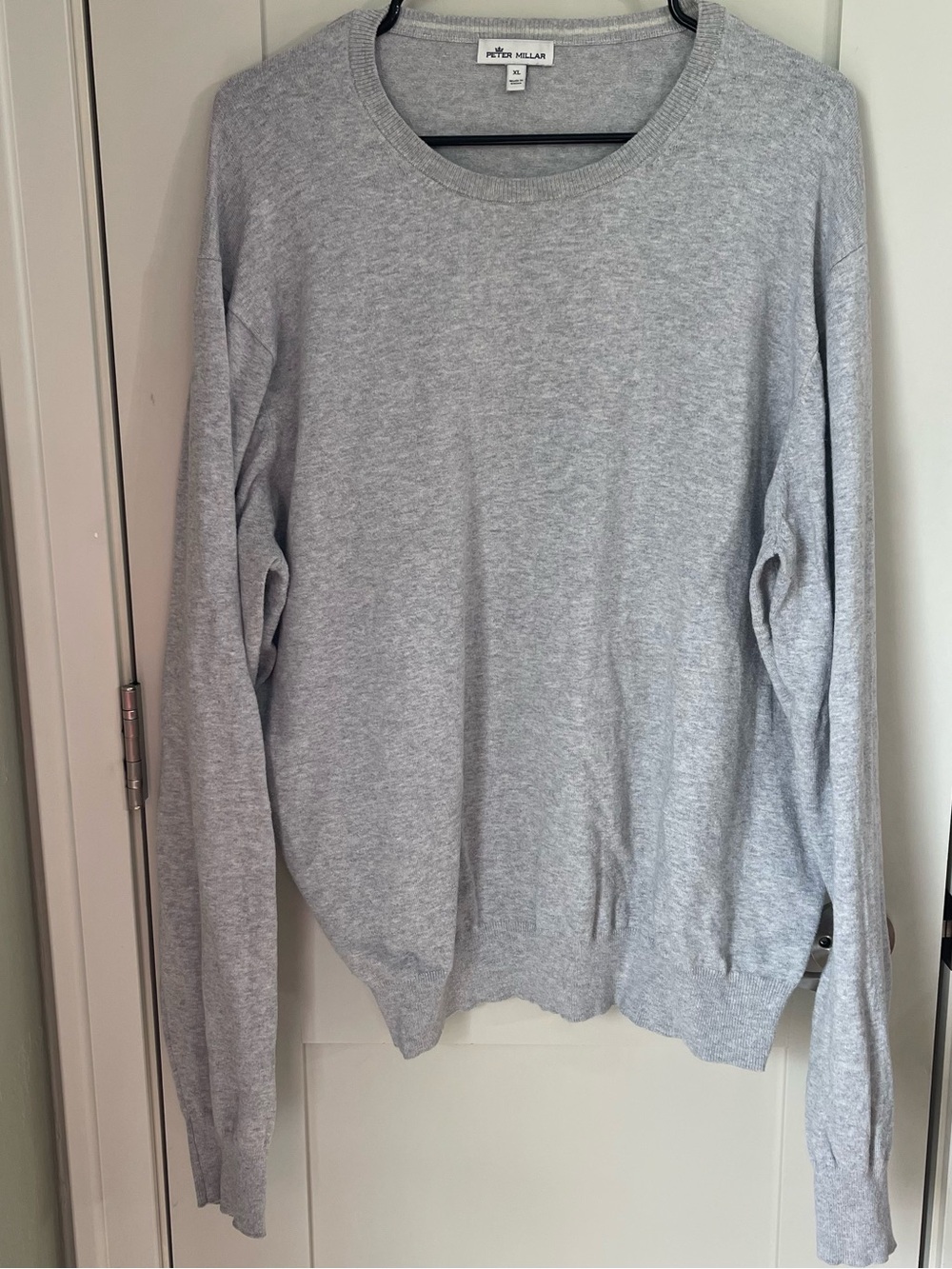Peter Millar Pima Cotton Men’s Crewneck Sweater Grey Gold Shirt Size XL